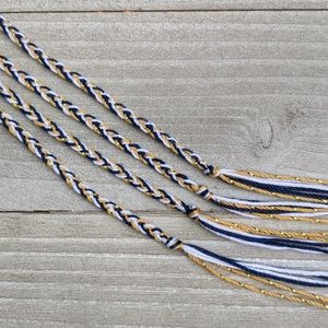 Navy, Gold, White Braided Friendship Bracelets